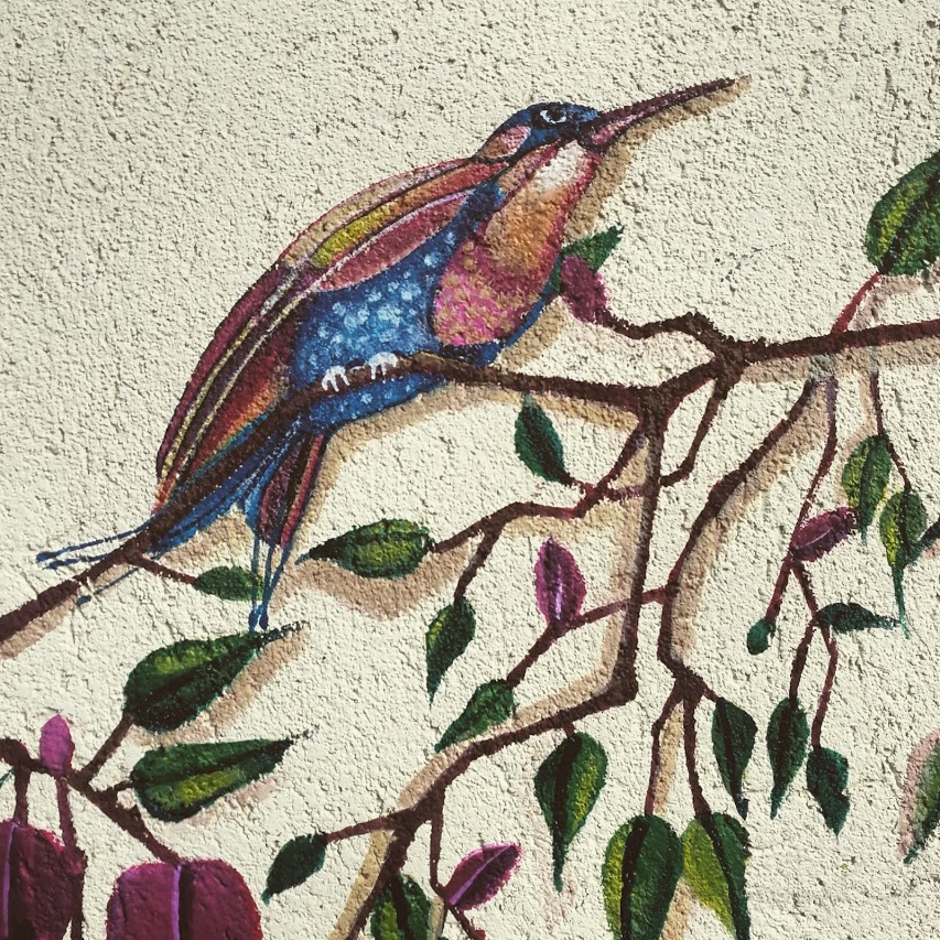 Bouganville dipinta su muro