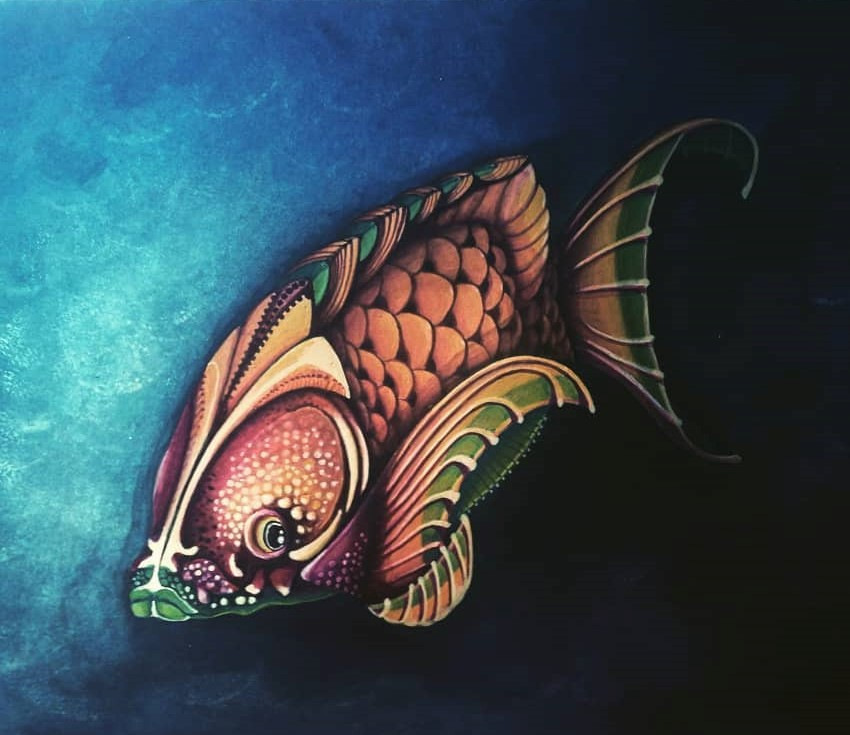 Quadro su tela con Pesce