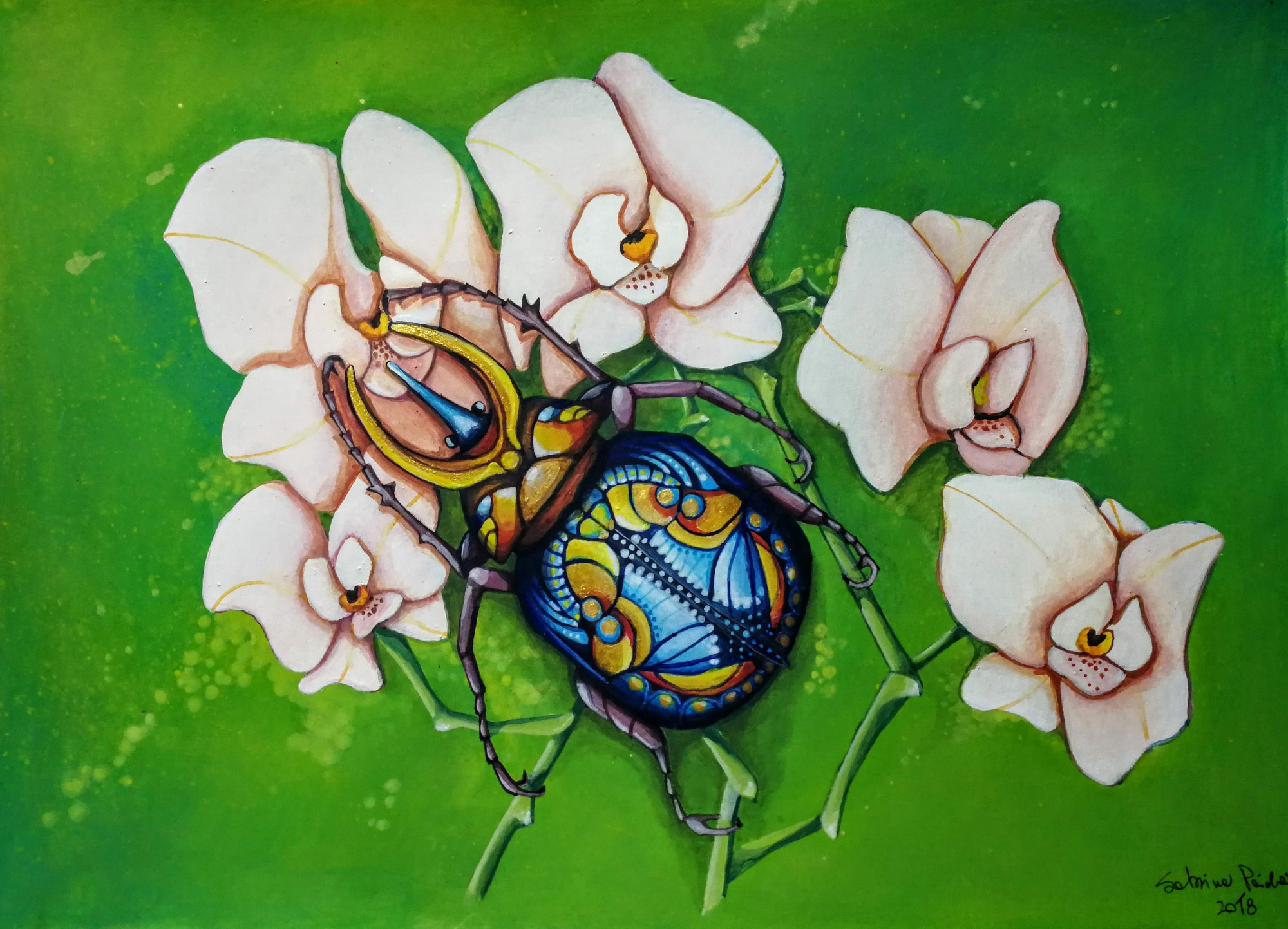 Quadro su tela con scarabeo