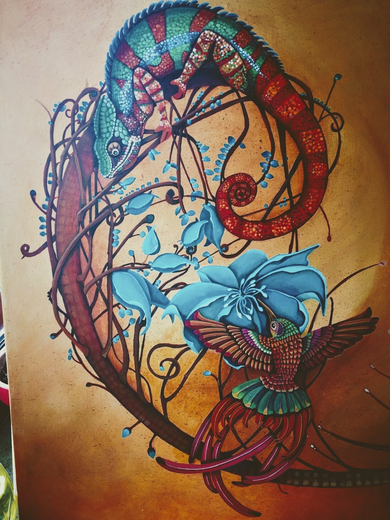 Dipinto con Spirale di Fibonacci