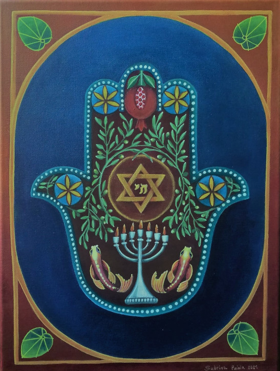 Hamsa Ebraica dipinto