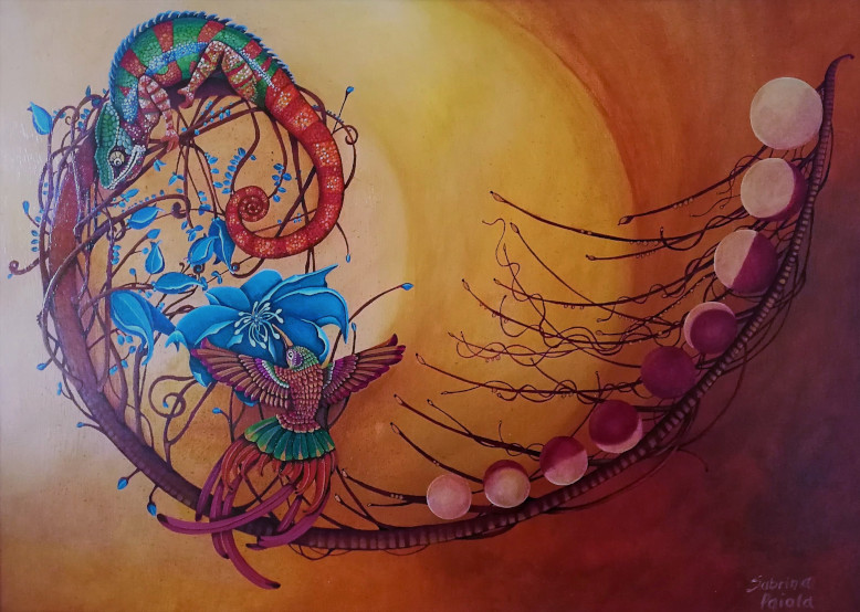 Dipinto su spirale di Fibonacci